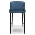 Malmo Barstool with Back - Set of 2 - Blue Fabric