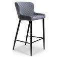 Malmo Barstool with Back - Set of 2 - Grey Fabric