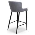 Malmo Barstool with Back - Set of 2 - Grey Fabric