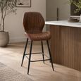 Fontana Counter Stools - Set of 2 - Faux Leather - Stone
