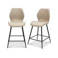 Davis Counter Stools - Set of 2 - Faux Leather - Stone