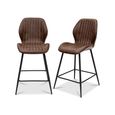 Fontana Counter Stools - Set of 2 - Faux Leather - Stone