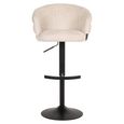 Nikki Swivel Barstool - Curved Back - Adjustable Height - Beige and Black - Fabric and Metal