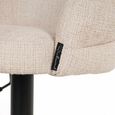 Nikki Swivel Barstool - Curved Back - Adjustable Height - Beige and Black - Fabric and Metal