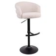 Nikki Swivel Barstool - Curved Back - Adjustable Height - Biscotti and Black - Fabric and Metal