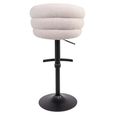 Nikki Swivel Barstool - Curved Back - Adjustable Height - Biscotti and Black - Fabric and Metal
