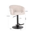Nikki Swivel Barstool - Curved Back - Adjustable Height - Biscotti and Black - Fabric and Metal