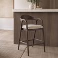 Mihara Counter Stool - Curved Back - Mocca Fancy - Fabric and Rubberwood