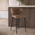 Taylor Counter Stool - Curved Back - Brandy and Black - Fabric and Metal