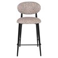 Dantes Counter Stool - Curved Back - Natural Geo and Black - Fabric and Metal