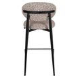 Dantes Counter Stool - Curved Back - Natural Geo and Black - Fabric and Metal