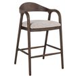 Mihara Counter Stool - Curved Back - Mocca Fancy - Fabric and Rubberwood