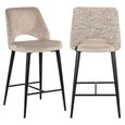 Tabitha Counter Stool - Trendy Nature and Black - Fabric and Metal