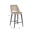 Tabitha Counter Stool - Trendy Nature and Black - Fabric and Metal