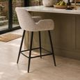 Barley Bar Stool - Set of 2 - Cream Chenille and Black - Fabric and Metal