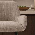 Barley Bar Stool - Set of 2 - Cream Chenille and Black - Fabric and Metal