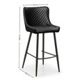 Luxe Barstool - Set of 2 - Curved Back - Grey Velvet and Black - Fabric and Metal