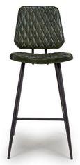 Austin Barstool with Back - Set of 2 - Green - Real Leather
