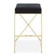 Azalea Barstool - Set of 2 - Black Velvet Fabric with Gold Metal