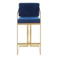 Azalea Barstool - Set of 2 - Blue Velvet Fabric with Gold Metal