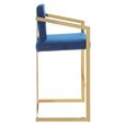 Azalea Barstool - Set of 2 - Blue Velvet Fabric with Gold Metal