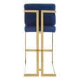 Azalea Barstool - Set of 2 - Blue Velvet Fabric with Gold Metal