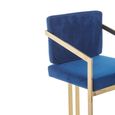 Azalea Barstool - Set of 2 - Blue Velvet Fabric with Gold Metal