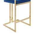 Azalea Barstool - Set of 2 - Blue Velvet Fabric with Gold Metal