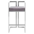 Azalea Barstool - Set of 2 - Grey Velvet Fabric with Silver Metal