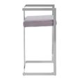 Azalea Barstool - Set of 2 - Grey Velvet Fabric with Silver Metal
