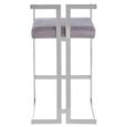 Azalea Barstool - Set of 2 - Grey Velvet Fabric with Silver Metal