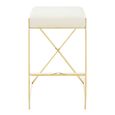 Azalea Barstool - Set of 2 - Ivory Fabric with Gold Base