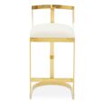 Azalea Barstool - Set of 2 - Ivory Velvet Fabric with Gold Metal