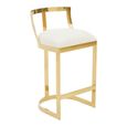Azalea Barstool - Set of 2 - Ivory Velvet Fabric with Gold Metal