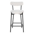 Badalona Barstool - White Boucle Fabric - Set of 2 - with Back