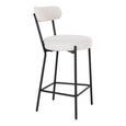Badalona Barstool - White Boucle Fabric - Set of 2 - with Back