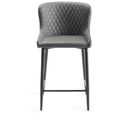 Cezanne Barstools - Set of 2 - Dark Grey Faux Leather - Black Legs