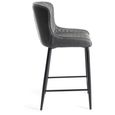 Cezanne Barstools - Set of 2 - Dark Grey Faux Leather - Black Legs