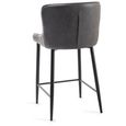 Cezanne Barstools - Set of 2 - Dark Grey Faux Leather - Black Legs