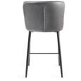 Cezanne Barstools - Set of 2 - Dark Grey Faux Leather - Black Legs