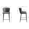 Cezanne Barstools - Set of 2 - Dark Grey Faux Leather - Black Legs
