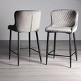 Cezanne Barstools - Set of 2 - Grey Velvet - Black Legs