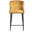 Cezanne Barstools - Set of 2 - Mustard Velvet - Black Legs
