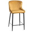Cezanne Barstools - Set of 2 - Mustard Velvet - Black Legs