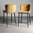 Cezanne Barstools - Set of 2 - Mustard Velvet - Black Legs