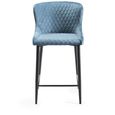 Cezanne Barstools - Set of 2 - Petrol Blue Velvet - Black Legs