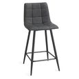 Mondrian Barstools - Set of 2 - Dark Grey Faux Leather - Black Legs