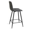 Mondrian Barstools - Set of 2 - Dark Grey Faux Leather - Black Legs