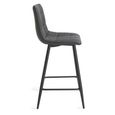 Mondrian Barstools - Set of 2 - Dark Grey Faux Leather - Black Legs