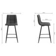 Mondrian Barstools - Set of 2 - Dark Grey Faux Leather - Black Legs
